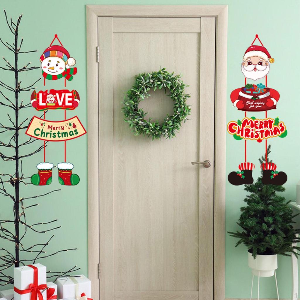 2 Pack Christmas Door Hanging Ornaments Front Signs for Window, Porch, Holiday, Wall
