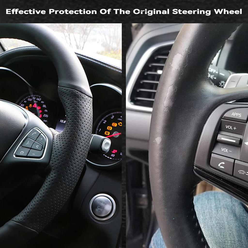 Чехол на руль автомобиля из микрофибры и кожи, обмотка руля, подходит для Mercedes Benz AMG C43 E53 S63 GLE G63, Черный