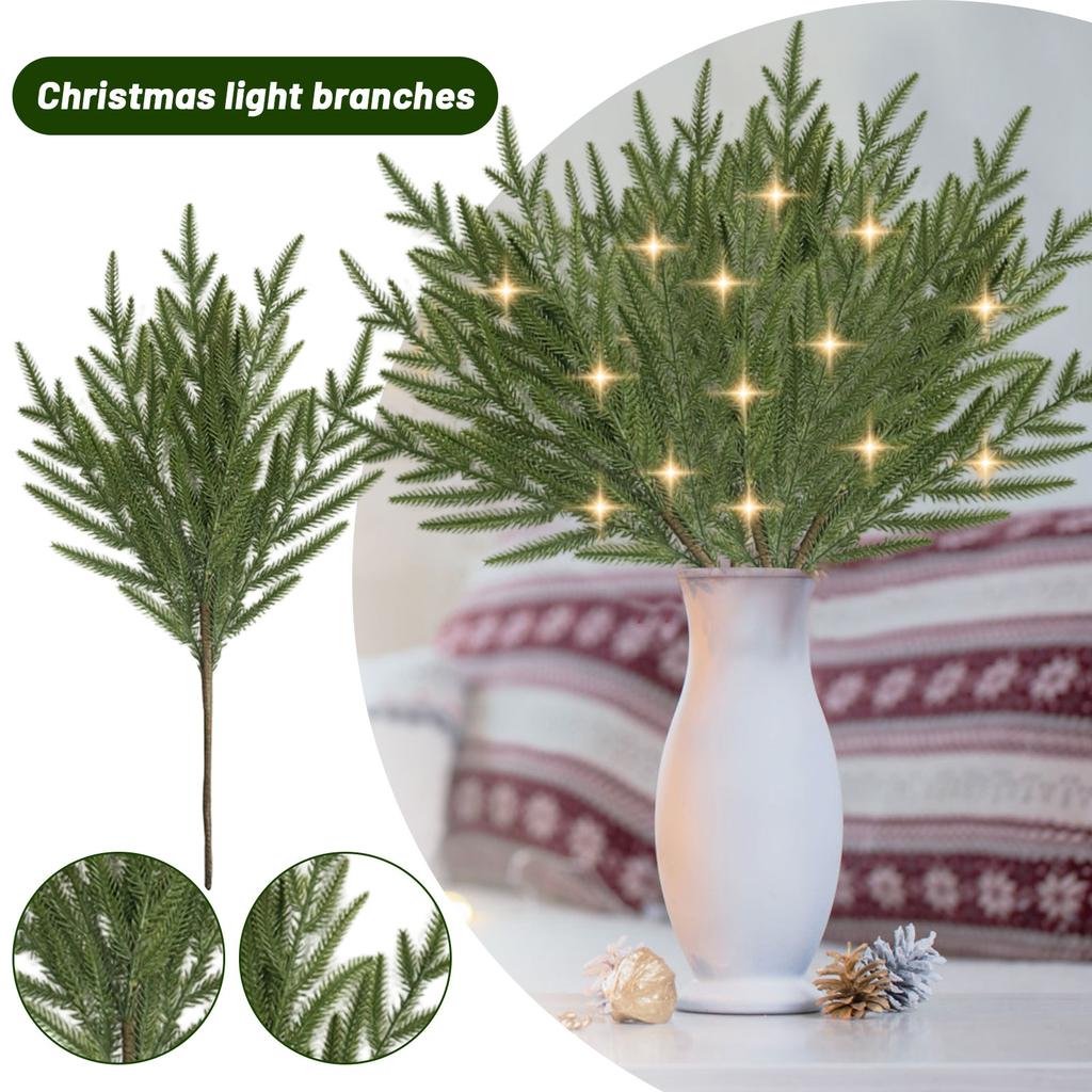 Предварительно освещенные ветки, Светящиеся ветки, Реалистичные искусственные ветки, Рождественские искусственные хвойные венки, Подходят для изготовления венков своими руками, Ваза