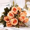 4 Pcs Wedding Bouquets Artificial Flowers 6 Heads Fake Silk Mini Rose Plastic Flowers Arrangement for DIY Home Decorations Table Centerpieces