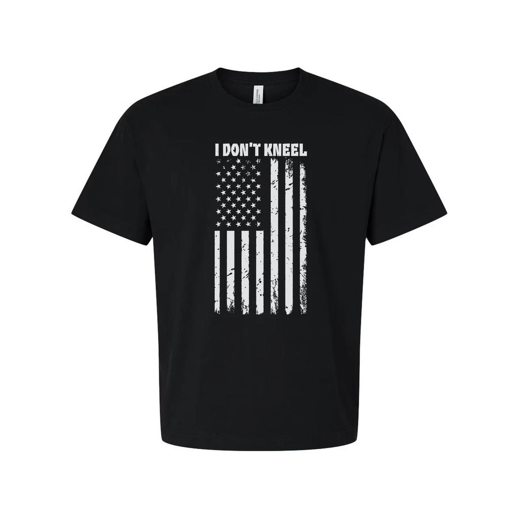 I Don't Kneel American Flag Graphic T Shirt Unisex Distressed Patriotic Tee For