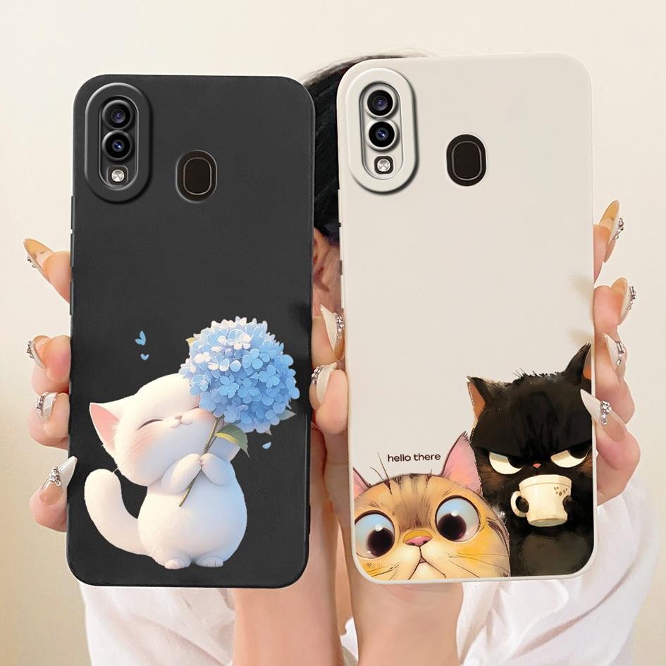 Чехол для Samsung Galaxy A20 A20e A20s Обложка SM-A202F SM-A205F SM-A207F Милый Мультяшный Кот Ударопрочный Бампер для Samsung A30 Fundas