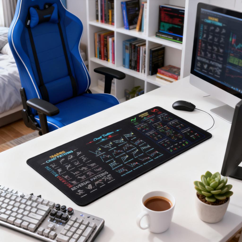 Stock Market Mouse Pad, High-quality Desk Mat Featuring Chart Patterns And Candlestick Charts