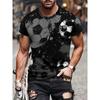 T-shirt Men's 3D Printed Football Pattern Summer Men And Women Casual Everything Simple Style Oversized Round Neck T-shirt Top