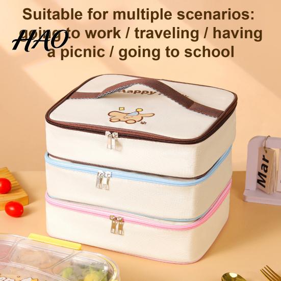 Insulated Lunch Bag for School Square Flat Bag, Thickened Aluminum Foil Lining Box, Thermal Food Tote Office Durable Oxford Cartoon Print Container
