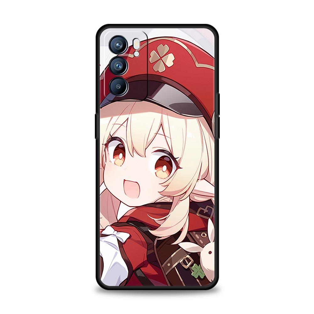 Чехол для игрового телефона Genshin Impact для Oppo A54 A53 A52 A9 2020 A15 A95 A16 A76 A74 A12 Find X5 Reno7 Reno6 Pro Plus 5G черный чехол