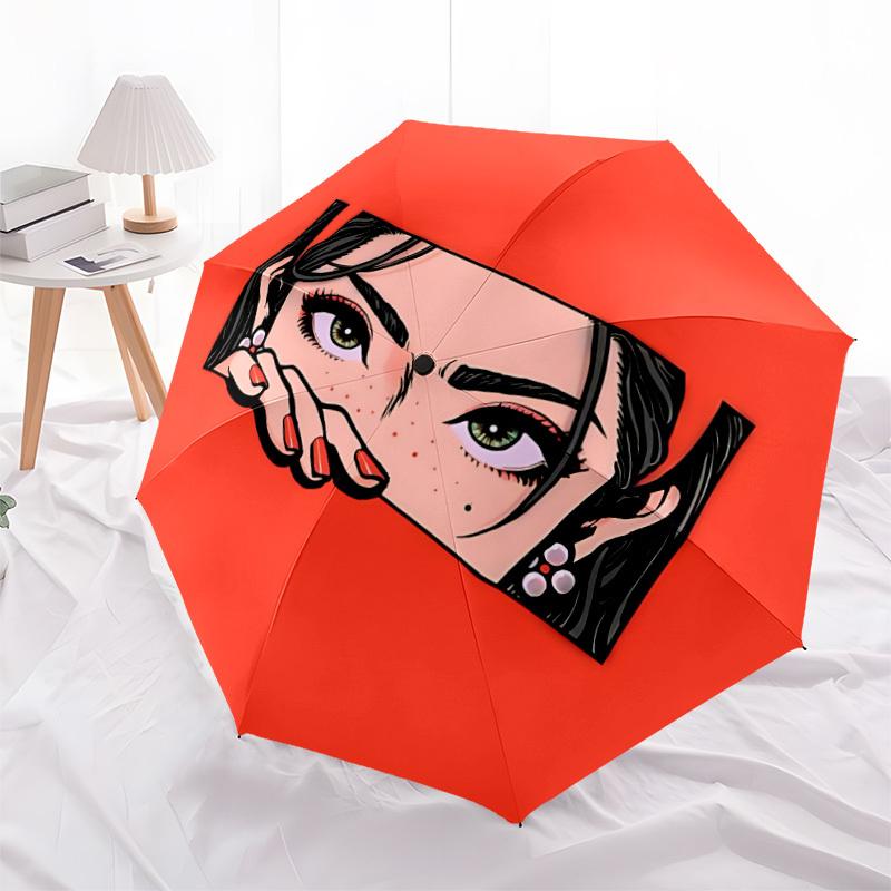 1pc Pop Art Eyes Automatic Open/Close Umbrella, Portable Folding Umbrella, Compact Travel Umbrella for011