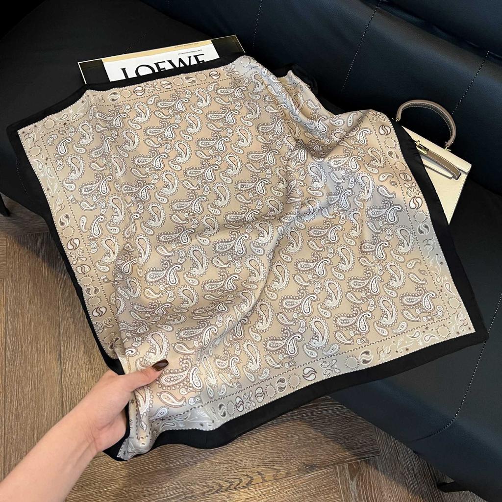 Luxury Paisley Square Scarf Women Print Satin Neckerchief Spring Hair Band Foulard Bandana Echarpe Tie Shawl Wraps