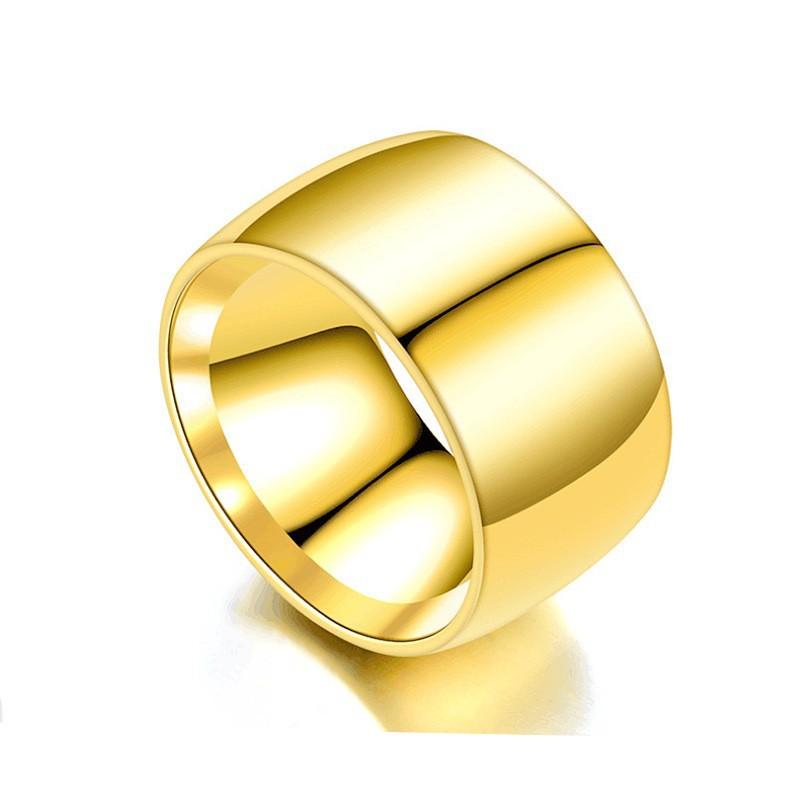 HNSP 12MM Wide Stainless Steel Smooth Ring For Men Punk Jewelry Finger Accessories Male