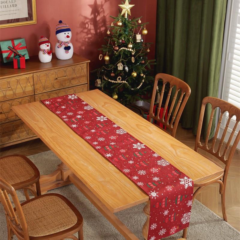 Современный Простой Утолщенный Полиэстер Хлопок Цифровая Печать Красный Рождественский Настольный Флаг Прикроватный Флаг Подставка Под Тарелку Скатерть для Обеденного Стола