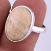 Natural Fossil Coral Gemstone Handmade 925 Sterling Silver Gift Ring S.7" F0f30