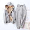 Women's Fleece-Lined Fashion Set: Autumn/Winter Hooded Cardigan and Slimming Joggers.