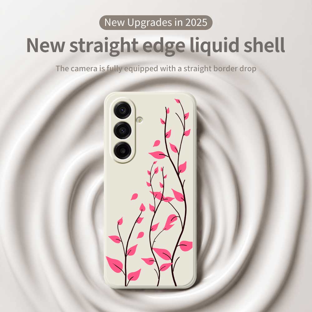 For Samsung Galaxy A17 5G Case Red Leaves Pattern Printing Straight Edge TPU Phone Back Cover