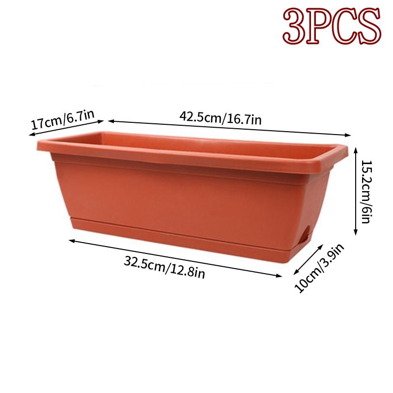 3шт прямоугольные кашпо цветочный горшок балкон дворик овощной корыто для посадки цветов пластиковые питомники цветочный горшок оптовая продажа