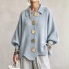 Women Turn Down Collar Long Sleeve Thick Knit Sweater Casual Loose Outerwear Top For Ladies