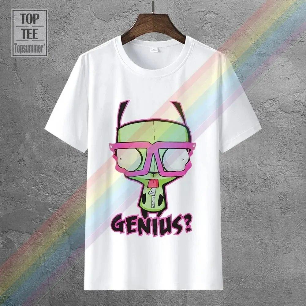 Женская футболка унисекс из 100% хлопка Invader Zim Girl Genius, топы с принтом аниме, футболка большого размера, летняя готическая одежда с графическим рисунком унисекс