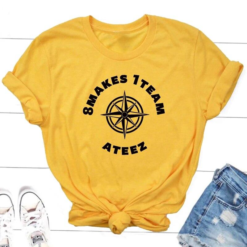 Футболки Ateez Fellowship Break The Wall Kpop с круглым вырезом и коротким рукавом, корейская модная уличная одежда, одежда для фанатов, топы K-pop, унисекс