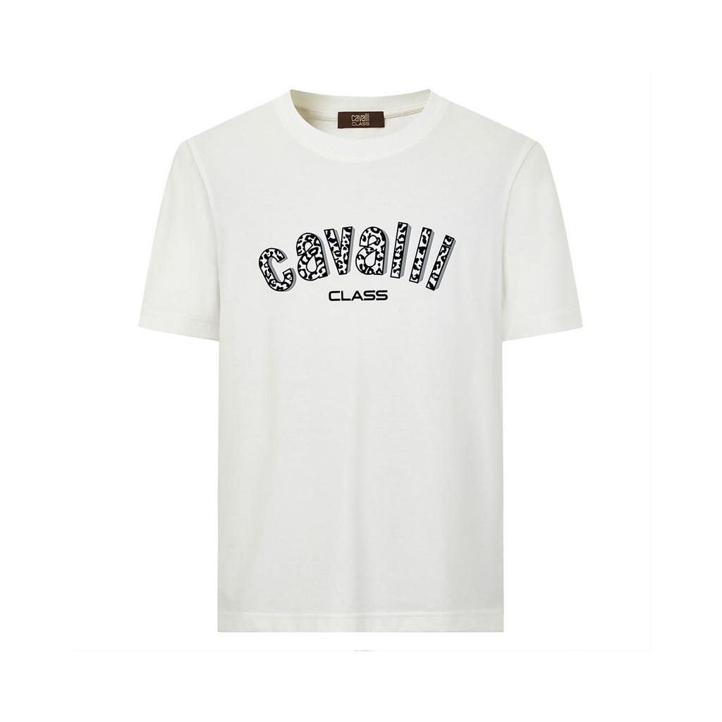 Men's Spring/Summer Letter Logo Plush Short-Sleeved T-Shirt