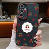 Cute Cherry Print Matte TPU Leather Texture Phone Case For Samsung S25 Ultra S24 FE S23 S22 S21 A56 A36 A16 A55 A35 A26 A15 Shockproof Soft Slim Cover