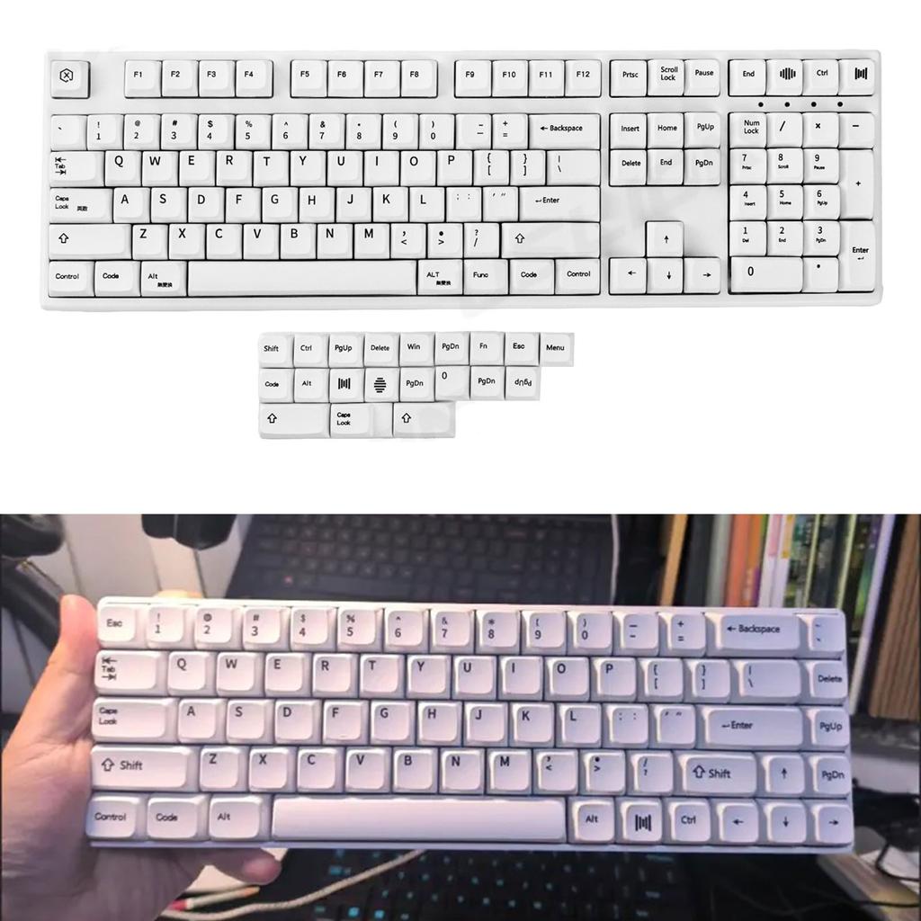 XDA Profile Keycaps Thick PBT Dye Sublimation for 135Keys Mechanical Keyboard Minimalist White Keycap Set