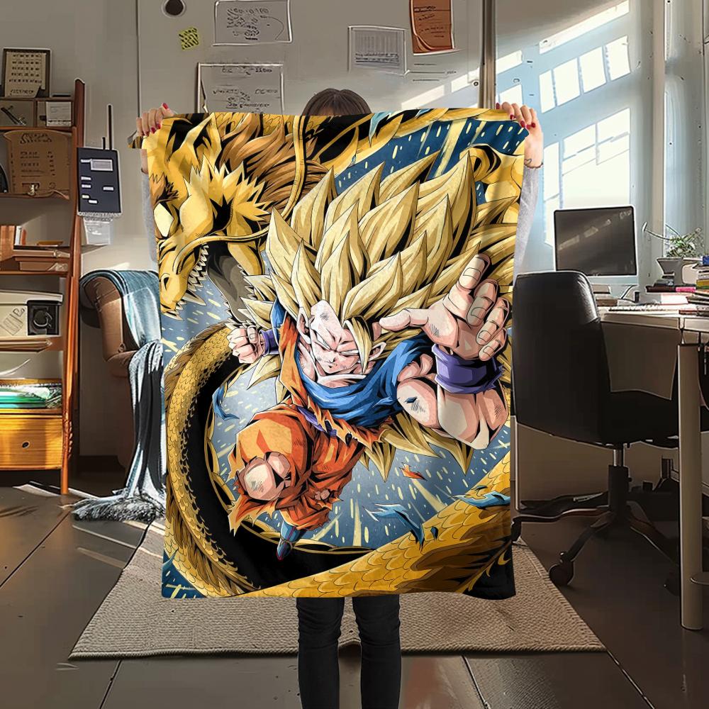 Фланелевое одеяло с принтом персонажей Dragon Ball, Высококачественное, Удобное для всех сезонов, Декор для дома, Тепло и уют, Идеально для рождественских подарков