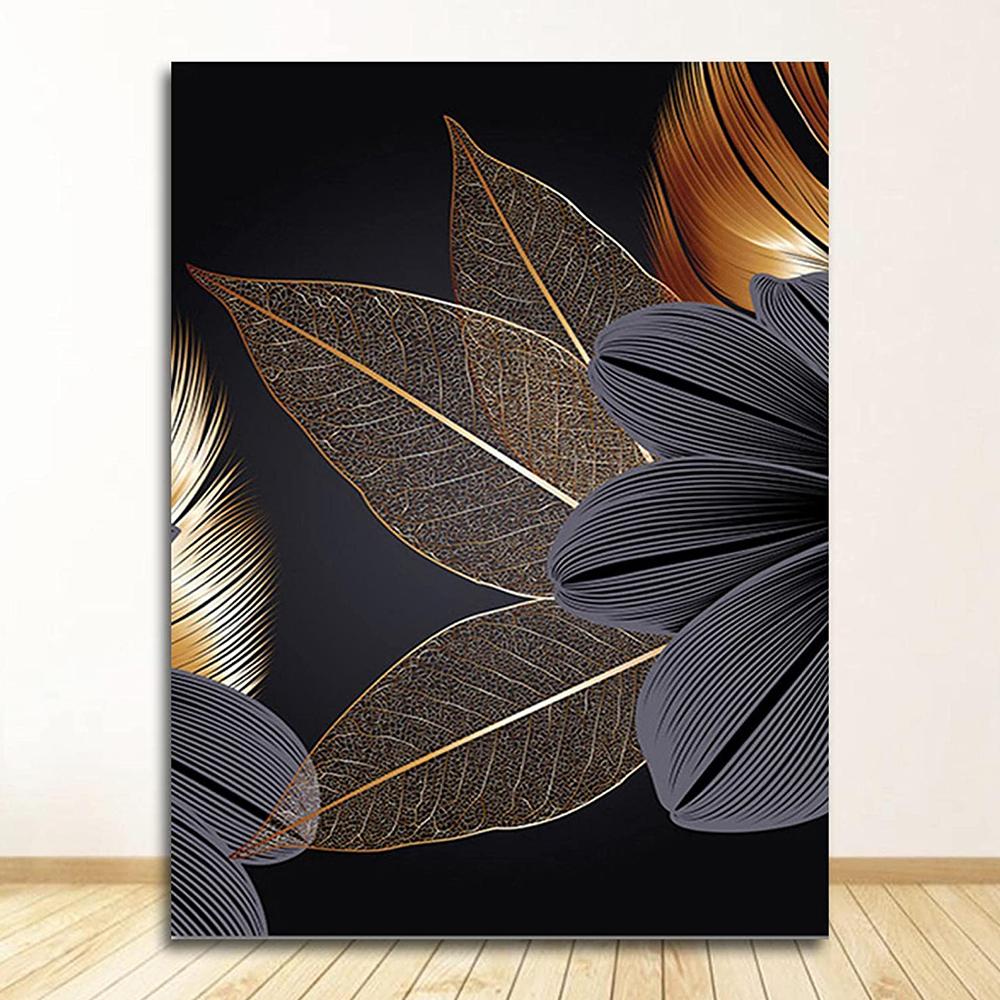 Abstract Golden Tree Leaves Canvas Art Posters and Prints Modern Fashion Luxury Paintings On the Wall Art Pictures Home Decor