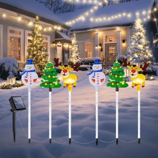 Christmas Tree Lights Solar Stake Lamp Animated LED Lawn Decor Soft Warm Lighting for Garden Path Holiday Display Lights