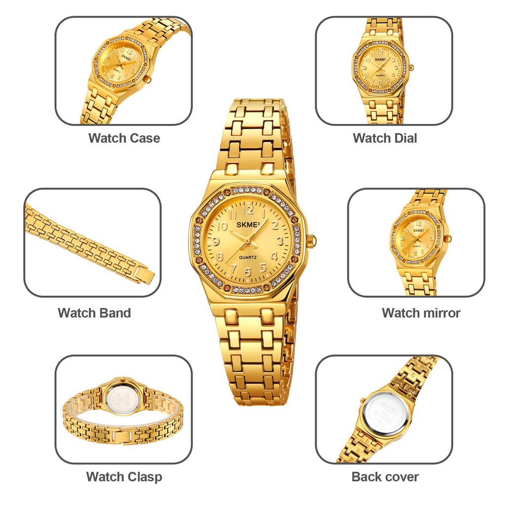 Элегантные женские часы с бриллиантами, водонепроницаемые, светящиеся, часы из нержавеющей стали, роскошные аналоговые кварцевые женские часы