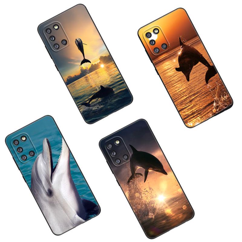 Animal Dolphin Phone Case For Samsung Galaxy A01 A03 Core A04 E A02 A05 A10 A20 A21 A30 A50 S A6 A8 Plus A7 2018 Black Cover