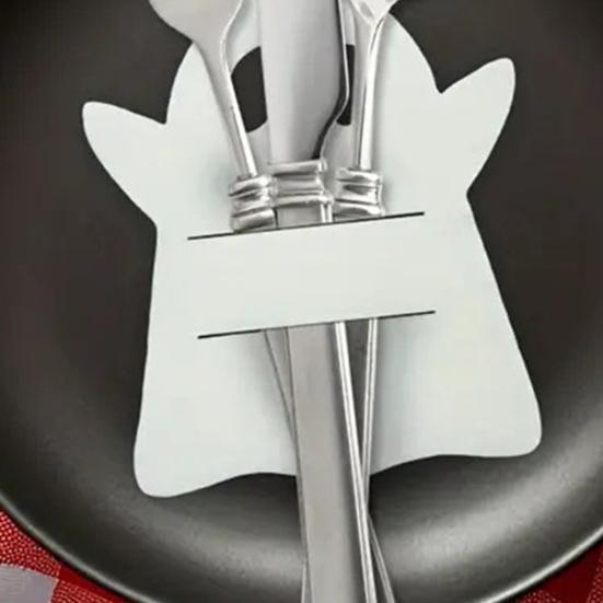 12Pcs Halloween Bat Spoon Fork Holder Spooky Pumpkin Skeleton Ghost Spider Black Cat Cutlery Felt Cover Holiday Party Dining Table Decoration