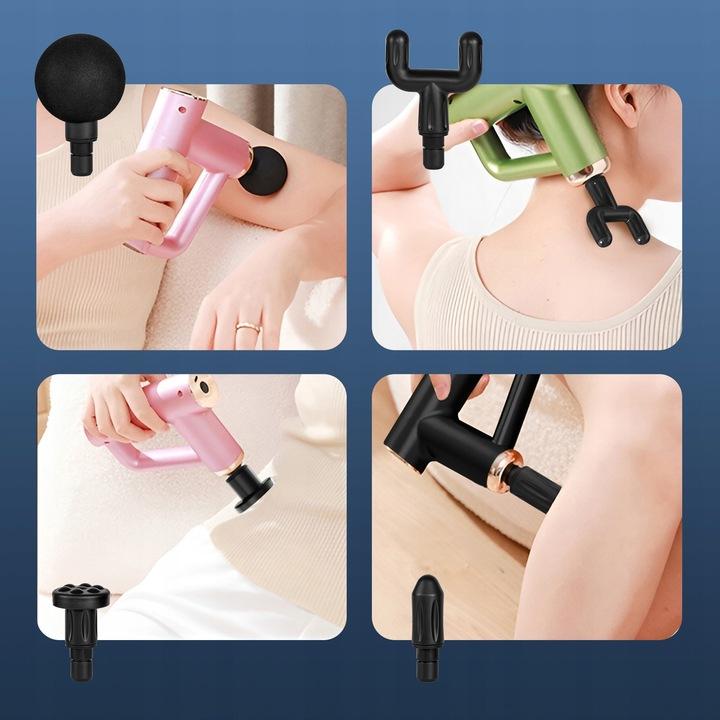 Pistolet Do Masażu Massage Gun Mini Czarny 4 Końcówki Extralink