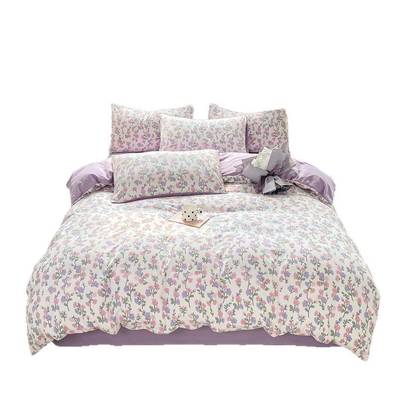 Комплект из 4 предметов класса А из 100% стираного хлопка, пододеяльник из полированного хлопка, шапка на односпальную кровать, студенческое общежитие, набор из трех 4 предметов