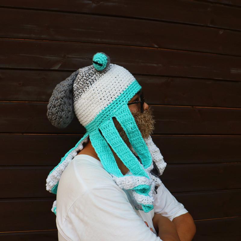 Взрослый Хэллоуин Вязаный крючком Головной убор Осьминога - Смешная шапка из шерстяной пряжи