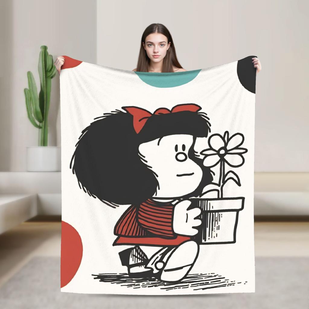 Фланелевое одеяло Mafalda в горошек Креативное плед-покрывало для дома 150*125см Покрывало