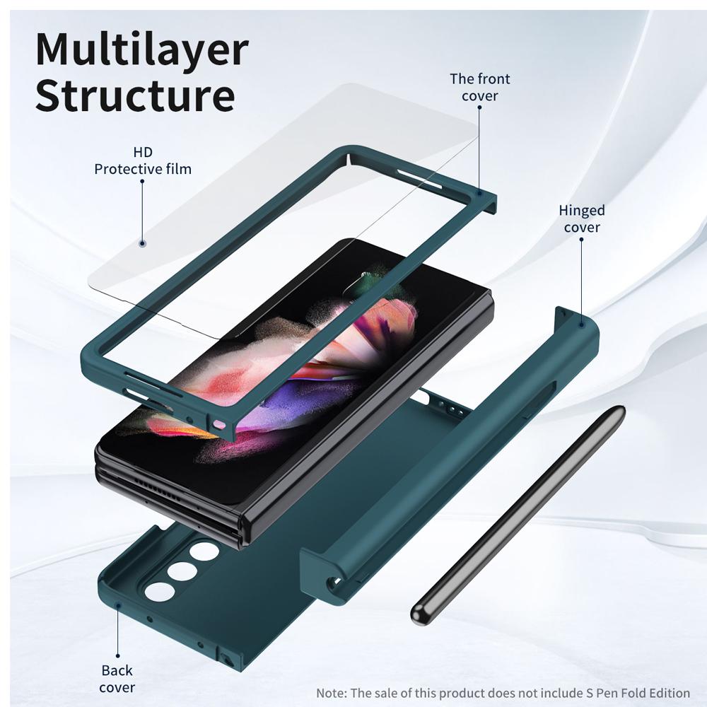 С шарниром для сенсорной ручки, полная защита, чехол для Samsung Galaxy Z Fold 4, 5 г, чехол с гнездом для ручки, стекло на переднем экране, Z Fold 4, крышка