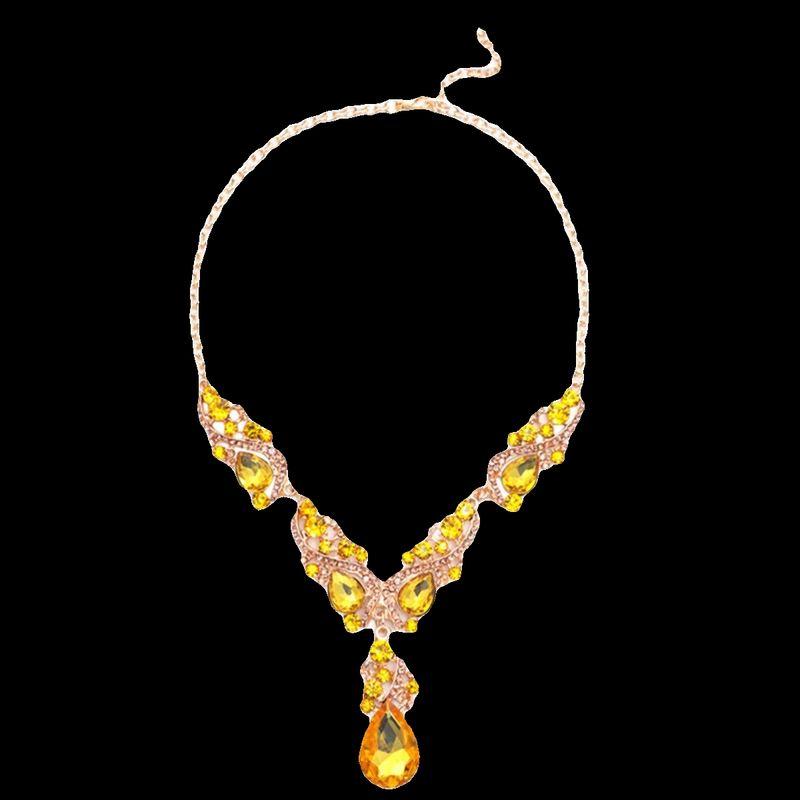 European and American Jewelry New Style Exaggerated Elegant Necklace and Earrings Two-Piece Set Retro Personality Women's Alloy Evening Jewelry