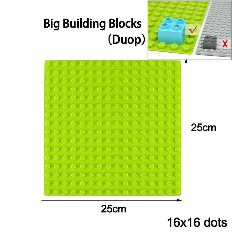 Duploes Big Size Baseplate Multiple Sizes 16x16 8x8 4x4 Bricks Assembly Plates Large Particles Figures Building Blocks Kid Toys