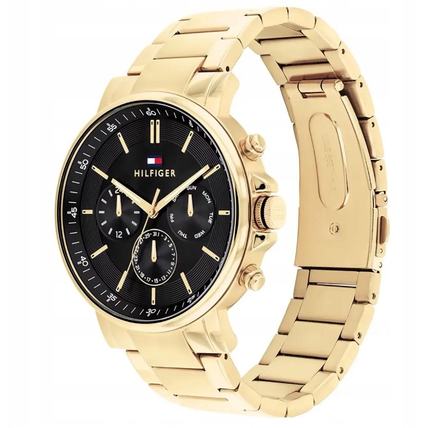 Tommy Hilfiger 1710589 men's watch Gold strap Black dial 43mm + box