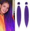 36925 Sets 26-Inch Long Purple Hair Extension with Comb Bun Maker Hairdressing Tools Halloween Costume Cosplay Stage Party Stretched