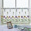 100*50cm Short Curtain 1 Sheet Polyester Window Sheer Perforated Flower Embroidered Window Voile Curtain For Bay Window Kitchen