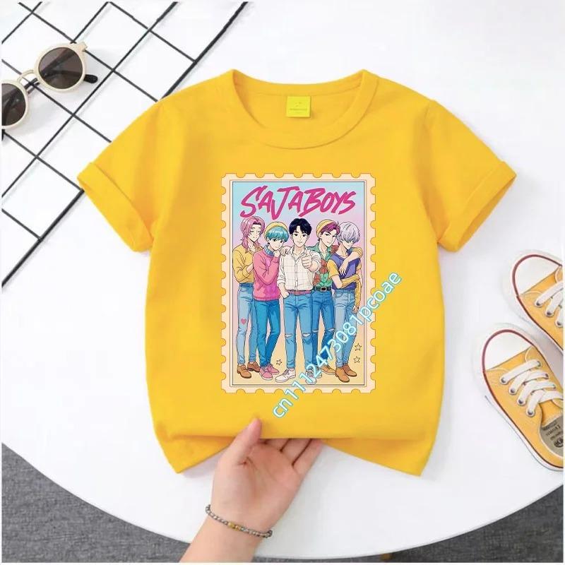 2026 New K-POP Saja Boys Print Short-Sleeved Spring Summer Clothing for Boys and Girls Cute Cotton T-shirt for Boys and Girls