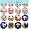 Japanese Anime Half Face Fox Mask Handpainted Kitsune Cosplay Halloween Costume Accessory