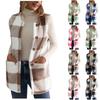 Fashionable Women's Plaid Print Double-Sided Plush Button Pocket Cardigan Casual Female Vest