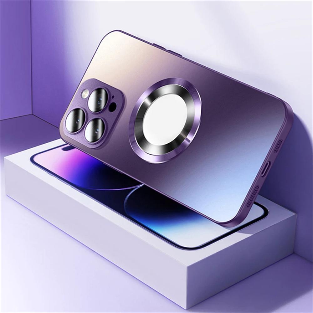 AG Frosted Glass Magnetic Phone Case For 16 15 Pro Max 14 13 12 11 For Magsafe Wireless Charging Plain Cover