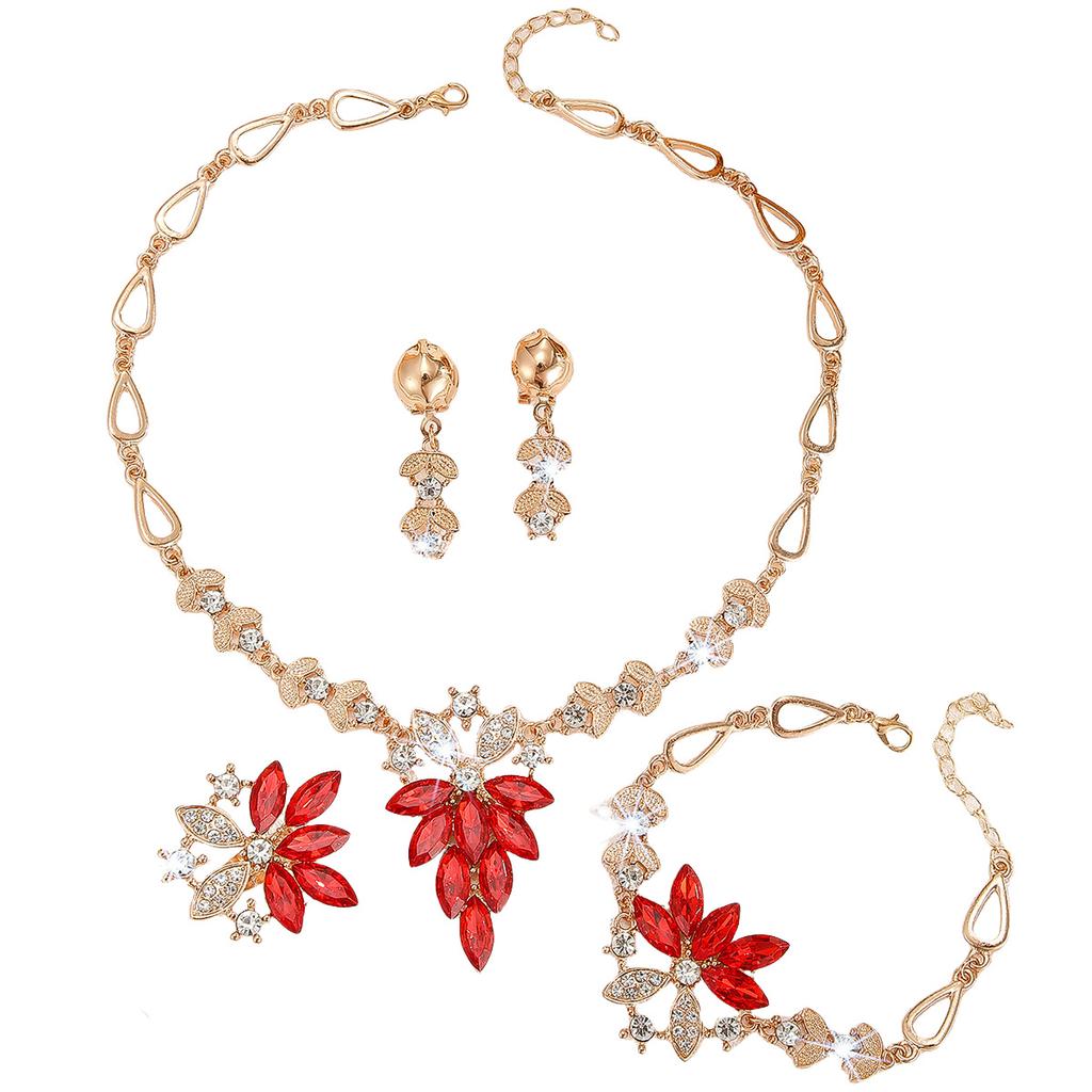 Модный комплект ювелирных изделий ожерелье браслет серьги кольцо для женщин дамы