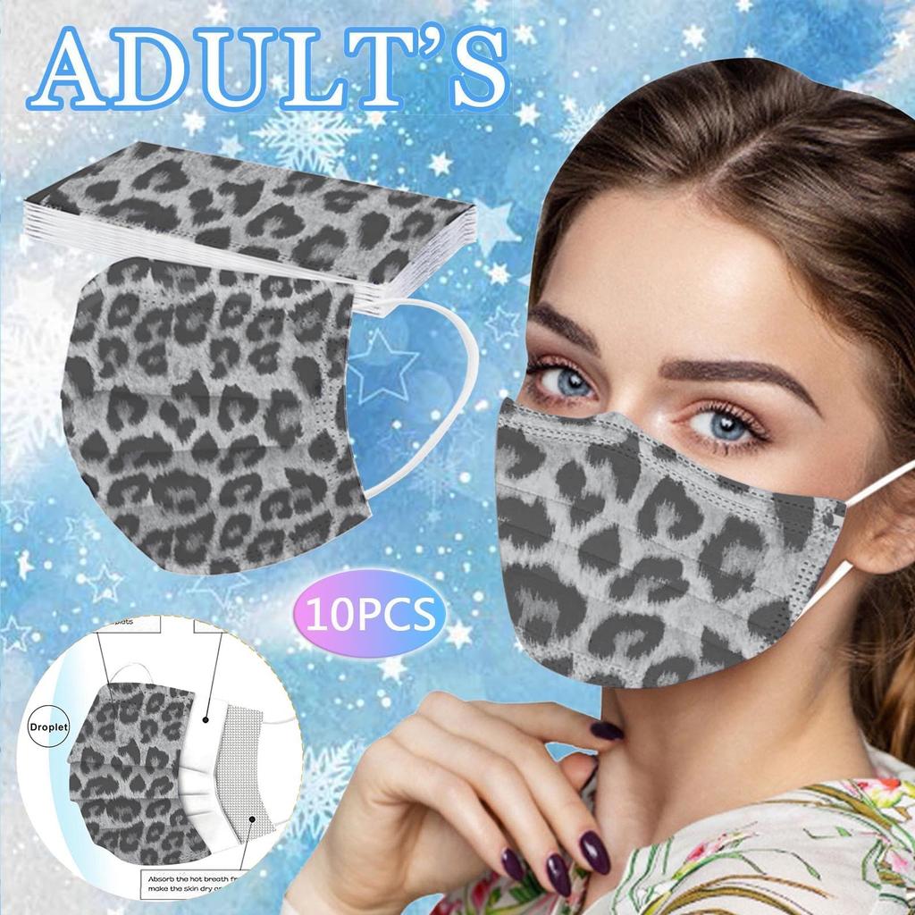 10 шт. трехслойная одноразовая пыленепроницаемая защитная маска с леопардовым принтом для взрослых