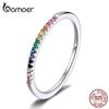 Bamoer Authentic 925 Sterling Silver Dazzling Colorful Zircon Finger Rings for Women Fine Jewelry