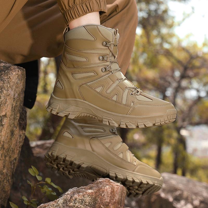 Large size high top non-slip and wear-resistant outdoor hiking and cross-country hiking boots comfortable desert training boots military boots