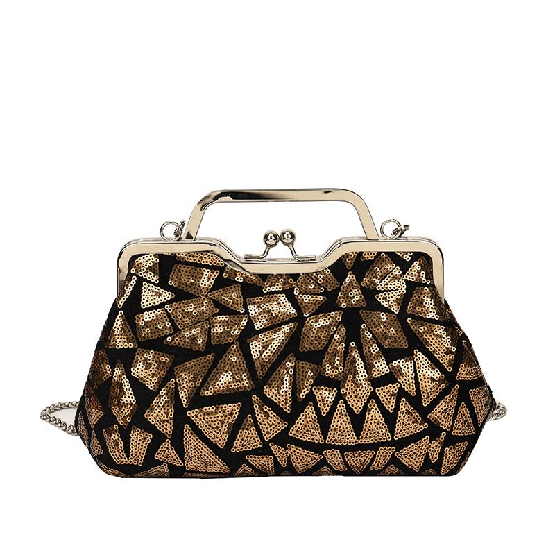 Multicolor Sequins Evening Bag Luxury Lock Luxury Chain Shoulder Crossbody Bag Lady Wedding Party Clutch Bag