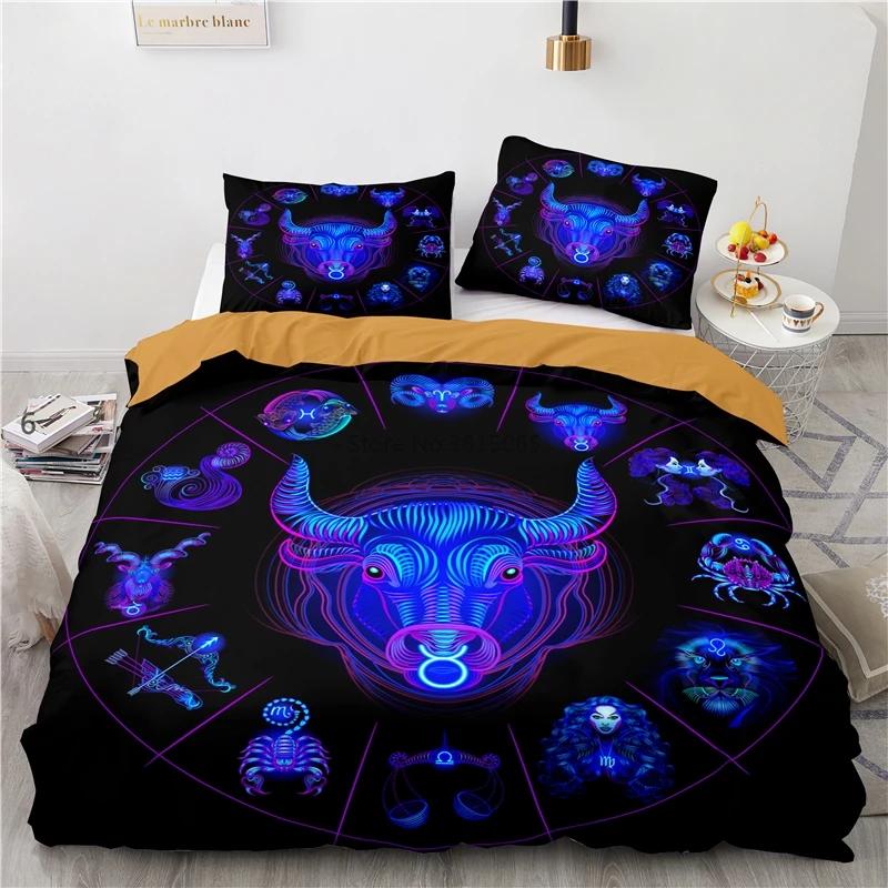 Zodiac Constellation Starry Sky Printed Duvet Cover Set Pillowcase 3d Bedding Set Europe/Australia/USA Twin Full Queen King Size
